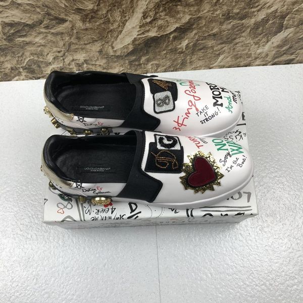 

2020g new trend leather casual shoes fashion men and women comfortable sneakers hand-painted doodle wild couple shoes, size 35-45, Black