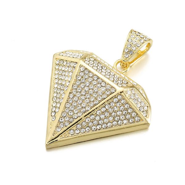 

wholesale big rhinestone shape pendant iced out crystal men geometric necklace gold/silver chain hip hop titanium jewelry