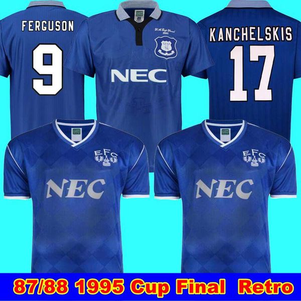 

1995 кубок эвертон финал ретро футбол рубашка эвертон футбольный клуб 1987 88 главная джерси рубашка канчельскис райдаут horne футбол джерси, Black;yellow