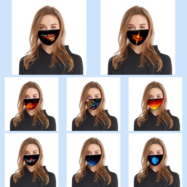 

new flame 3d digital printed cotton face masks dust-proof and smog-printed washed cotton gauze protective masks m3405