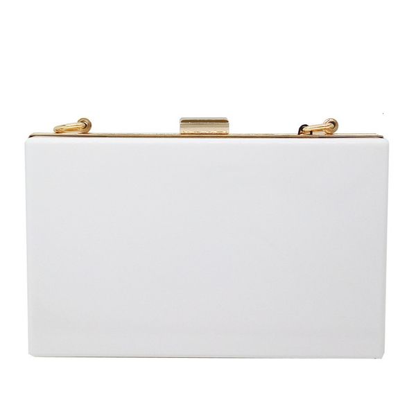 

solid white women acrylic box clutch evening purse bag ladies casual metal clutches handbags party dinner bag