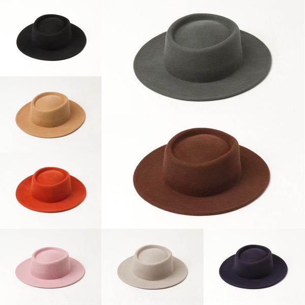 

korean style autumn and winter new warm felt children's woolen ring wide brim hat fashion casual concave shape warm felt hat, Yellow