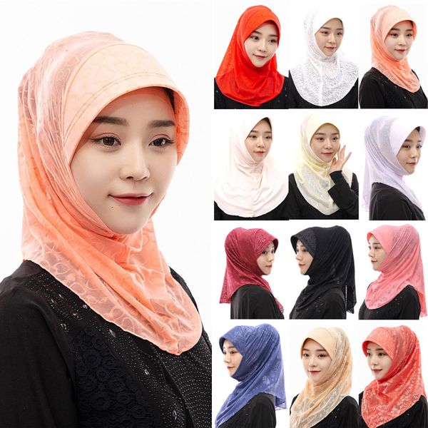 

ethnic clothing southeast asian summer muslim shawl head scarf silk blend ready to wear hijab islamic women wrap turban double loop inner hi, Red
