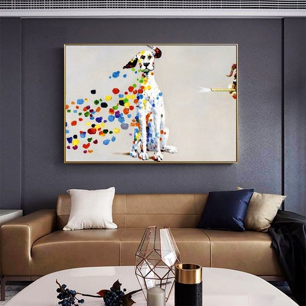

modern abstract wall art colorful dog canvas animal oil painting minimalist dog poster prints wall picture for kids room home decor