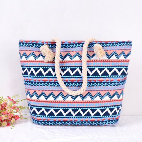 

women handbag 2020 printed large capacity tote canvas shoulder bag striped waves beach bags casual tote shopping pouch feminina