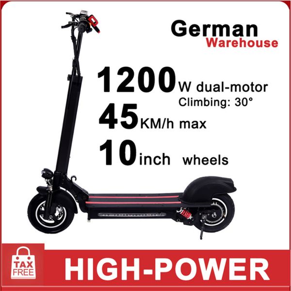 

gyl002 double drive 10inch 48v 1200w electric scooter speed 45km mileage range quick folding three riding mode
