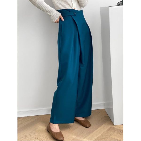 

2020 autumn new korean style pure color high waist wide leg pants women's casual trousers, Black;white