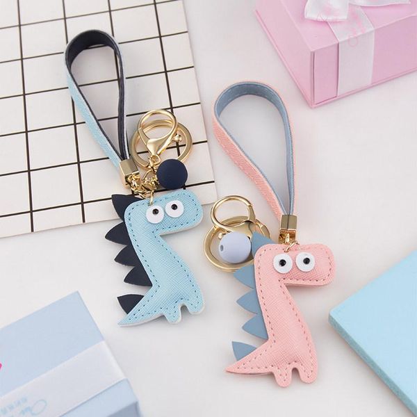

личность pu кожа динозавр брелки cartoon динозавр keychains unisex автомобиль keyring женщины мешок ювелирных изделия подвеска пара подарки, Silver