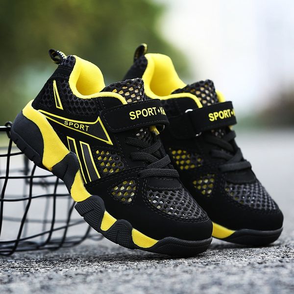 

boys' sneakers 2020 new breathable mesh boys' summer single medium and large sports sports shoes children's cool shoes, Black