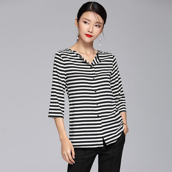 

jm8vu hai рубашки sai ми эр 2020 весной и летом одежда a517 женской одежда нового ol темперамент похудение черно-белая полосатые шелковицы, White