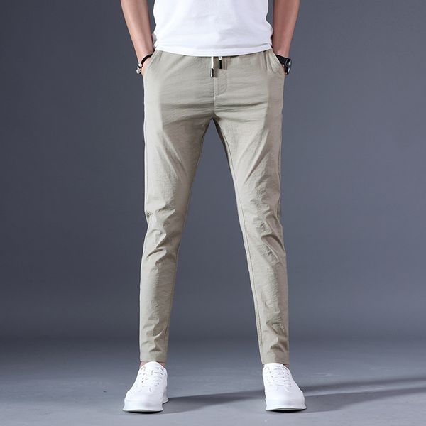 

new arrival men's fashion casual pants thin slim drawstring pants trousers male trend loose sports men's pantalones hombre, Black