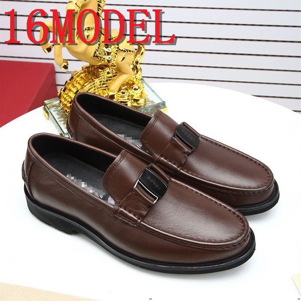 

20ss real leather cowhide men shoes luxurious vintage formal dress shoes business office flats loafers big size wedding casual shoes 38-45, Black