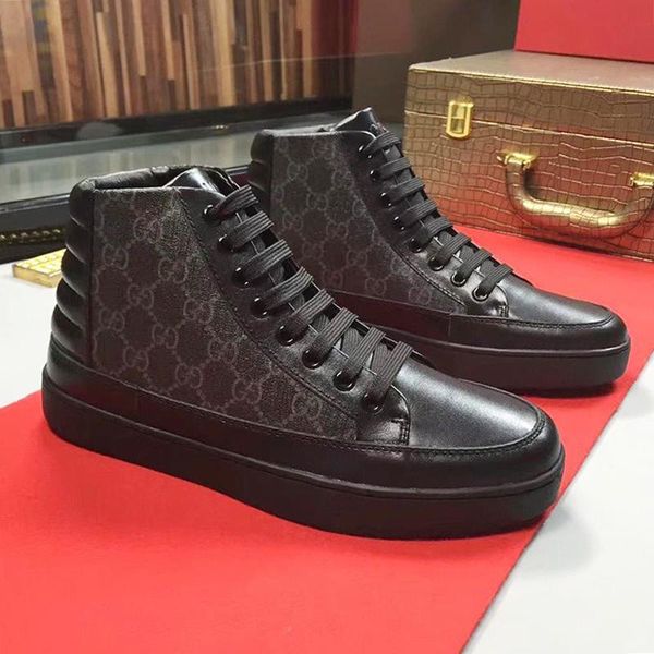 

new arrival mens high sneaker sports mens shoes fashion classic footwears lace -up plus size luxury men shoes scarpe sportive da uomo, Black