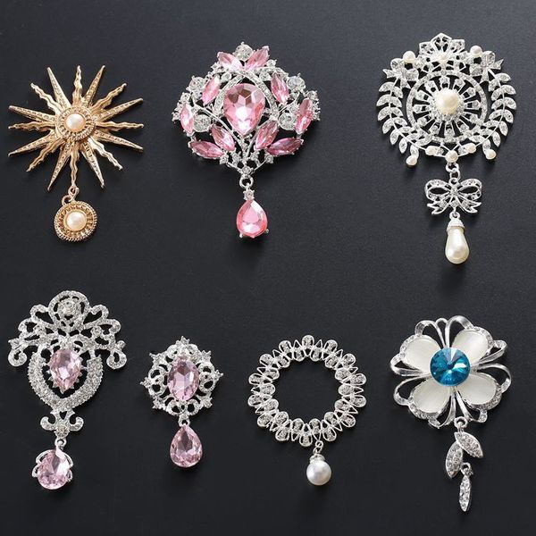 

diy mobile pendant diy phone case accessories apollo pendant brooch alloy flower pearl diamond accessories, Silver