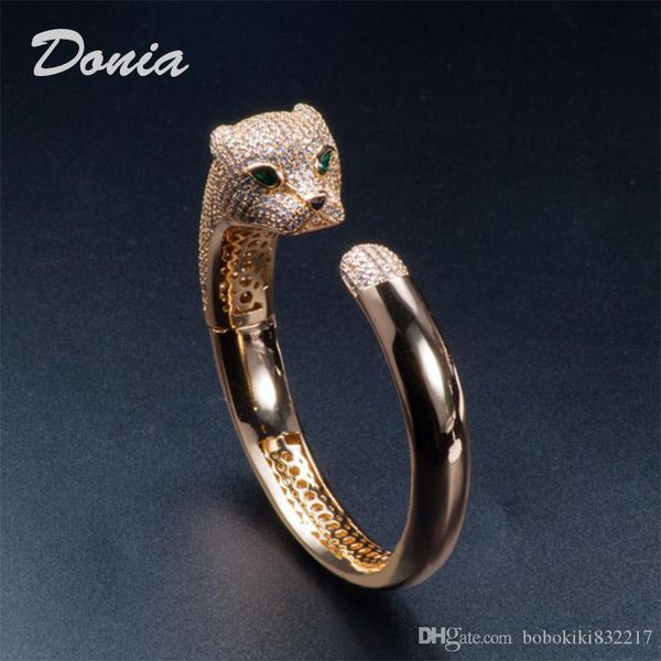 

donia jewelry party european and american fashion large classic animal micro inlaid zirconia bracelet ring set women's bracelet ring se, Black