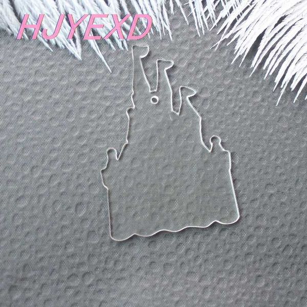 

76mm clear blank acrylic castle keychains party gifts pink glitter castle eco-friendly acrylic 3"-ac1615, Silver