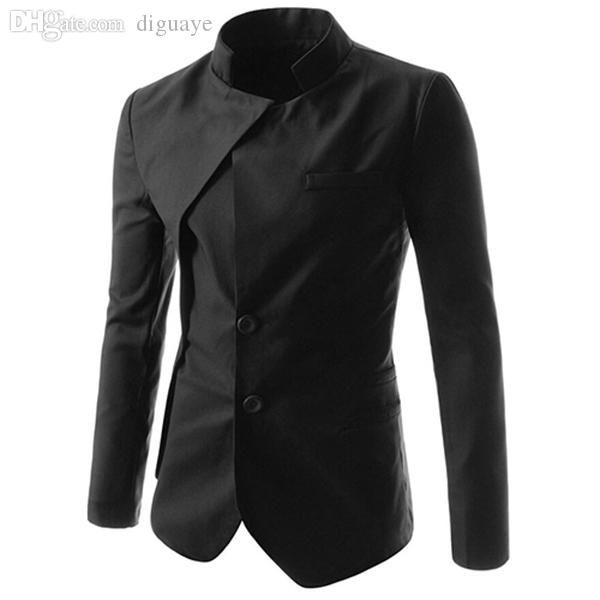 

wholesale-chinese style mandarin collar men solid suit jacket selling men clothing suit blazer 3 color psx308, White;black