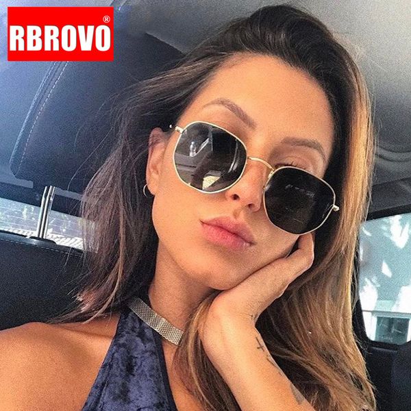 

rbrovo 2020 summer vintage sunglasses women glasses lady luxury retro metal sun glasses vintage mirror uv400, White;black
