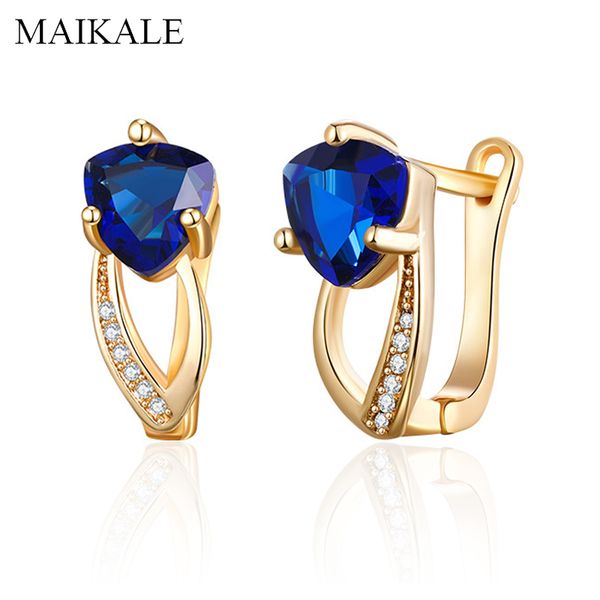 

maikale new fashion cubic zirconia stud earrings geometric gold color cz gem stone earrings for women party jewelry girls gifts, Golden;silver