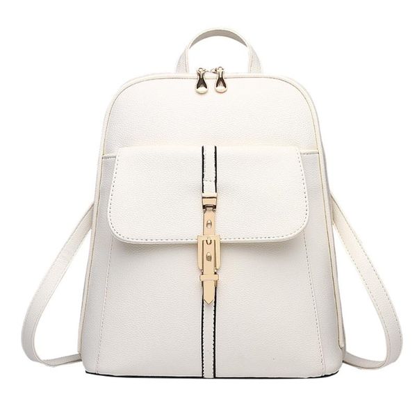 

backpack women pure color leather shoulders bags large capacity zipper backpacks school student backpacks bag mochila escolar