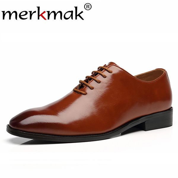 

merkmak bristish style oxfords men leather shoes pointed toe lace-up dress shoes business formal men big size 48 47 46 footwear, Black