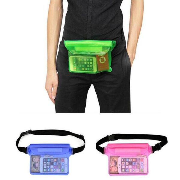 

waterproof waist bag transparent pvc 3 layer sealed pocket outdoors drift swimming cases