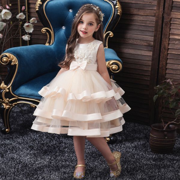 

summer children princess dress for girls party dresses kids pageant ball gown flower princess dress wedding dresses girls robe t200709, Red;yellow
