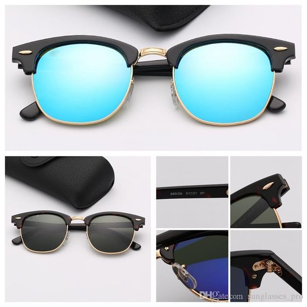 

sunglasses designer half frame brand design women men ray sun glasses luxury designer outdoors driving glasses uv400 eyewear with brown case, White;black