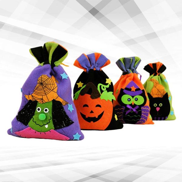 

4pcs halloween cloth drawstring bags gift storage pouches candy bags for kids