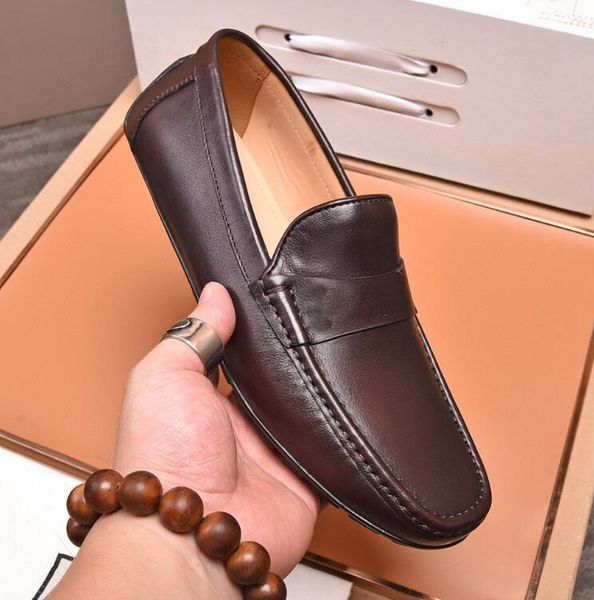 

orignal box] топы новые мужские мокасины повседневная корова кожа джентльмен платье drive walk обувь размер 38-45, Black