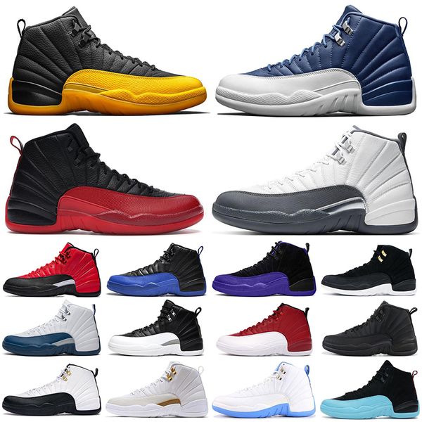 

2020 мужские баскетбольные ботинки 12s jumpman университет золотой камень синий flu dark concord плейофф мужчины атлетического спорта кроссо