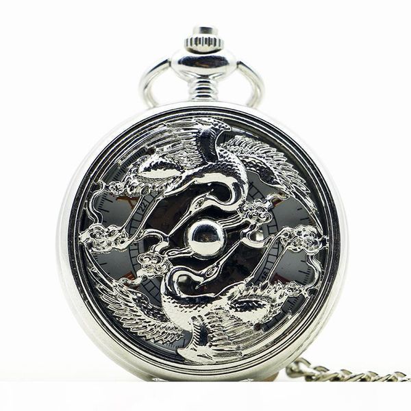 

exquisite men women pocket watch design mechanical hand winding fob watches casual pendant gift, Slivery;golden