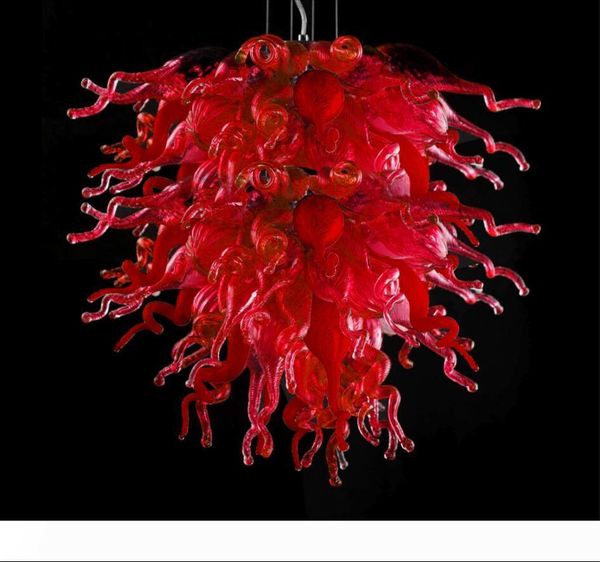 

red blown chain chandeliers lamp led bulbs art decor murano borosilicate glass chandelier for home