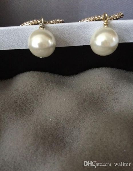 

newfashion earrings drop women pearl earrings accessories jewelry bead earrings with flannel bags for gift, Silver