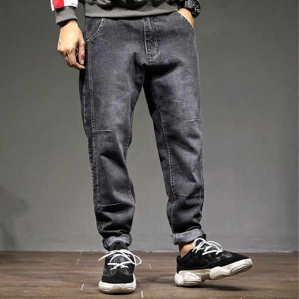

ripped jeans for men's autumn and winter leisure new fashion loose stretch harlan beamed jeans kot pantolon erkekler#g2, Blue