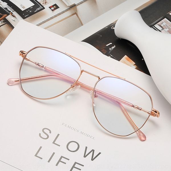 

double beam polygon and women's same blue-proof plain large frame face trimming myopia myopia glasses glasses frame men's fashion, Silver