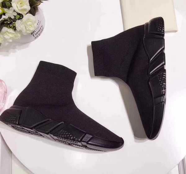 

designer sock shoes speed trainer casual ankle boot lace-up triple black white glitter flat runner women mens platform sports sneakers 36-45