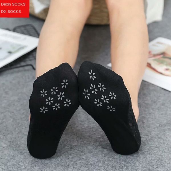 

straight summer new silicone boat shallow silicone anti-skid boat women's lace women's socks short socks, Pink;yellow