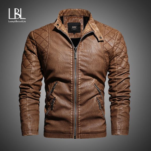 

men's jackets arrival spring mens leather jacket fashion vintage coat men plus size m-4xl stand collar male chaqueta hombre, Black;brown