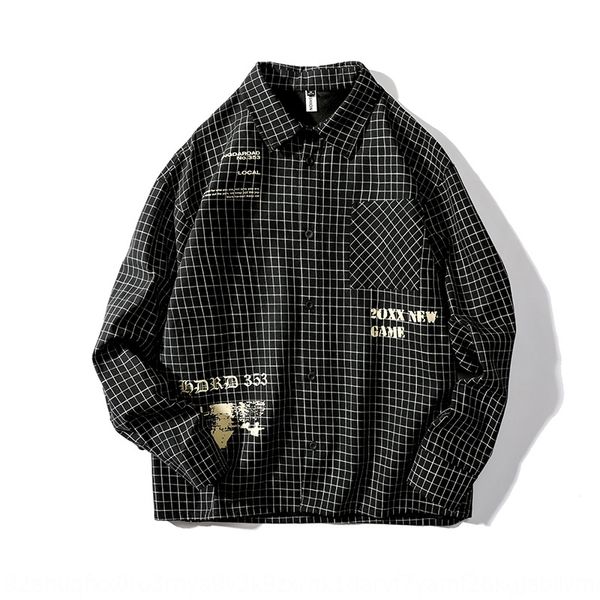 

mc3ow it is absolutely not a common thing autumn american casual loose plaid long sleeve men's sleeve clip jacket trendy coat all-match, Black;brown