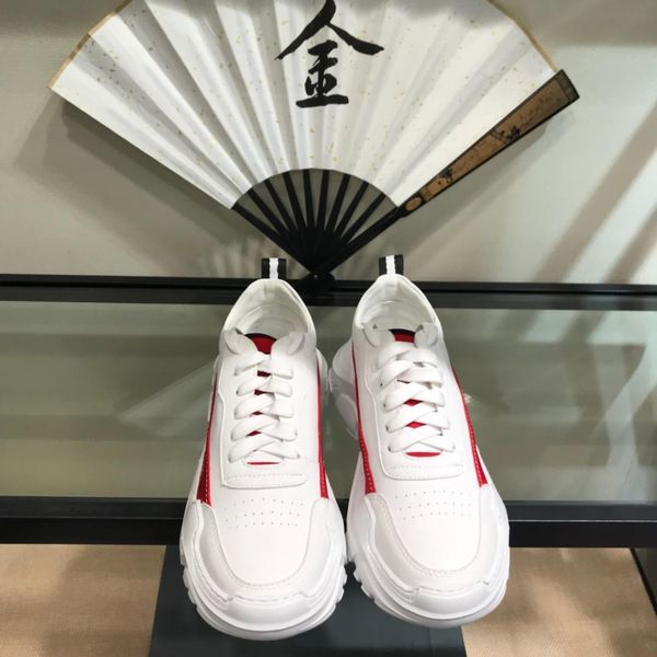 

2019 limited edition men's leather casual platform shoes comfortable breathable low to help wild shoes original box packaging 38-4411, Black