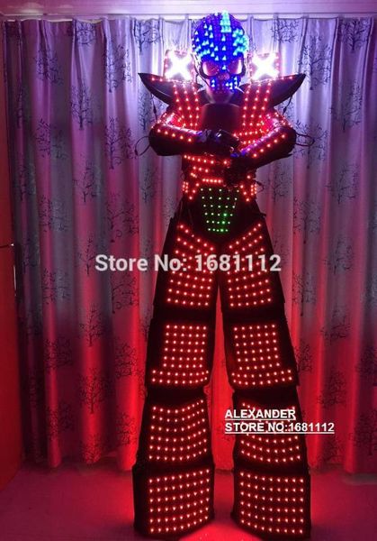 

led robot costume /led robot suits/ led clothing/the programming controller sets the helmet, Black;red