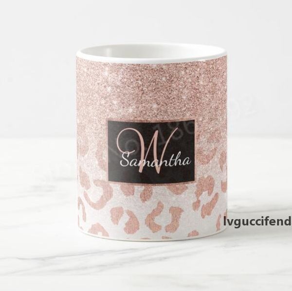 

trendy faux rose gold personalised mug cup chic glitter ombre leopard custom mugstea cups stylish birthday wedding gift for wife t200506