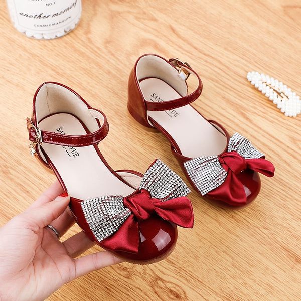 

ni4pp girls small high-heeled baotou sandals 2020 new korean style sandals children's shoes children's shoes bowknot soft bottom b, Black;red