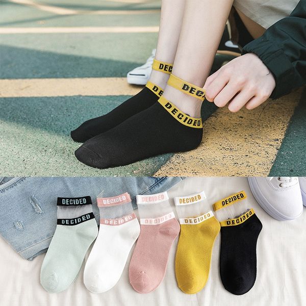 

summer 2020 new women's sweet glass silk women's breathable sweat-absorbing stockings and and socks card silk socks, Pink;yellow