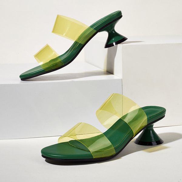 

pvc transparent jelly shoes women summer outdoor beach slippers fashion open toe strange cup heels sandals, Black