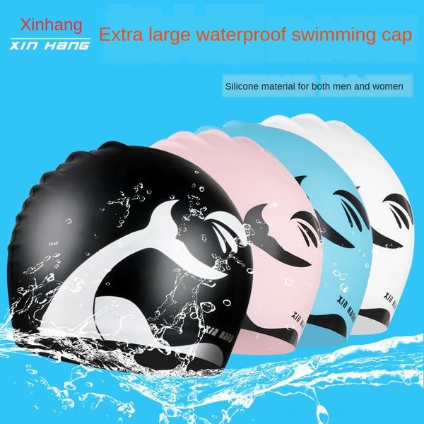 

rlasu xinhang water drop men's and women's large size silicone swimming cap long hair big head ear protection plus size silicone b