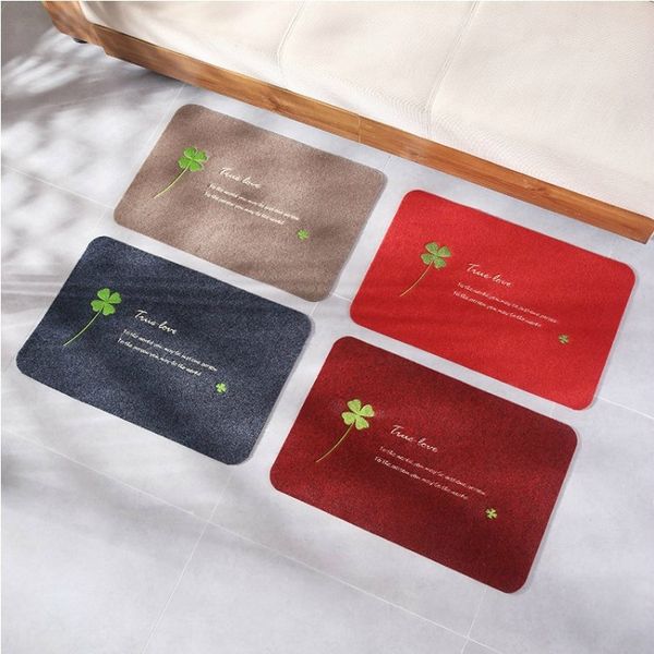 

embroidered embroidered leaf straw door four leaf clover kitchen non-slip floor mat creative pattern mat door