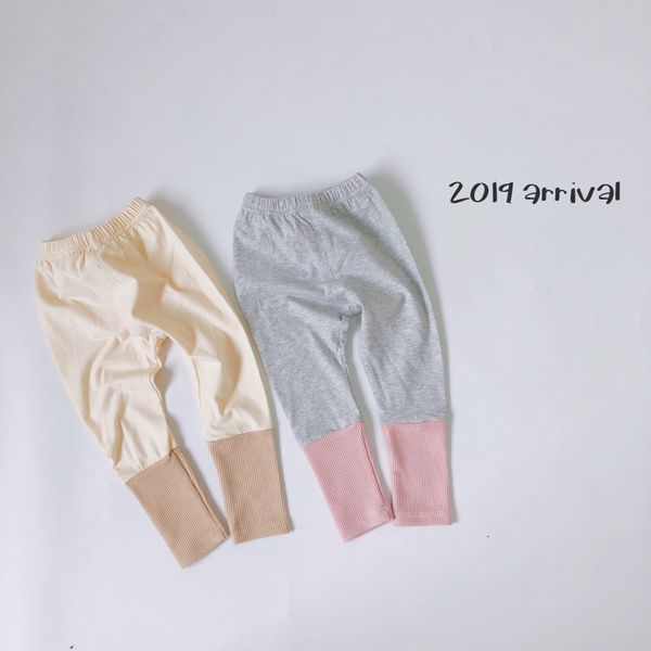 

sp4uv 2019 autumn new cute women's fake two-piece stitching contrast tight tight women's pants leggings color children's pant, Blue