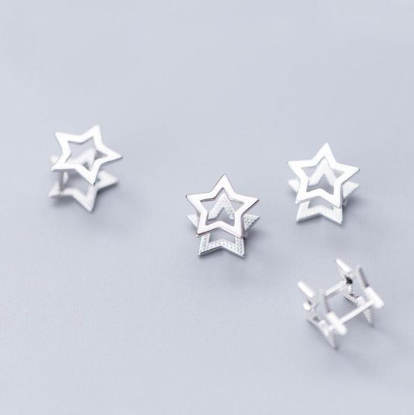 

925 sterling silver star huggie hoop earrings for women jewelry a1803, Golden